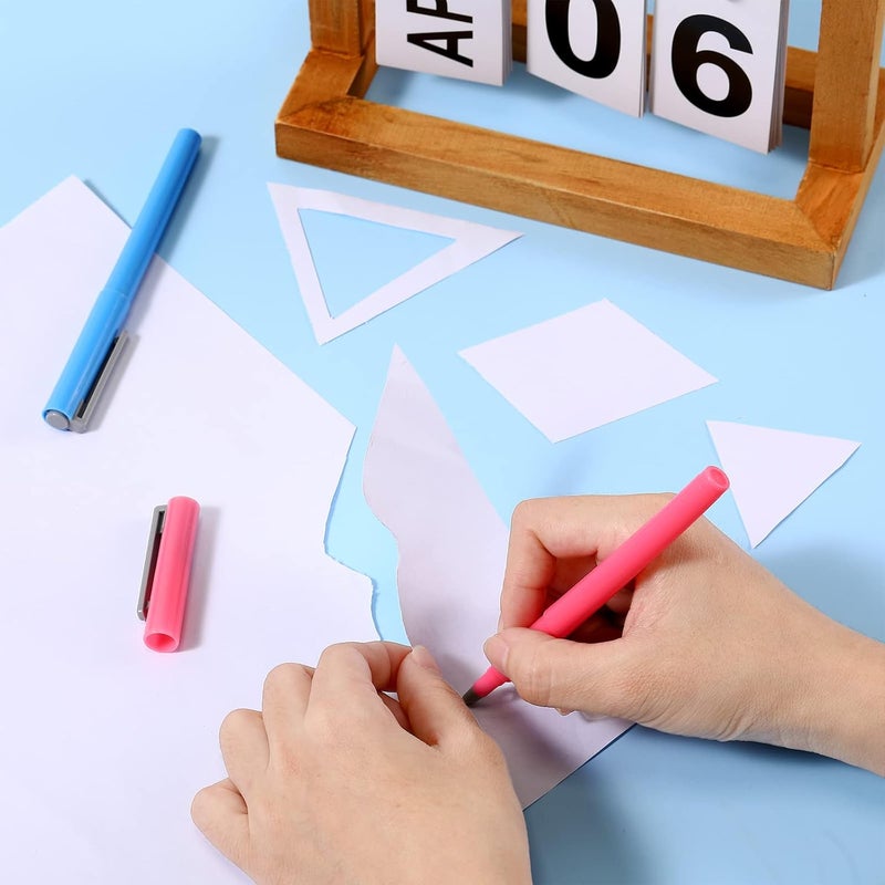 Tarpop 2 Pcs DIY Diamond Painting Parchment Paper Cutter Precision Craft Ceramic Blade Knife Pen for Cutting Paper Art with Replaceable Blade, Pink, Blue - Image 4